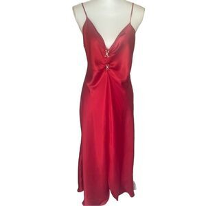 Ivy & Annabelle Red Satin Night Sleep Gown  Rhinestone Size Medium